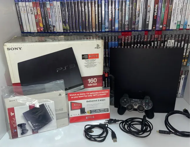 Console PlayStation 3 Slim 160GB - Na Caixa, Completo com Manuais!!