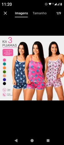 Kit 3 Conjuntos Pijama Baby Doll Short Doll Estampado Feminino
