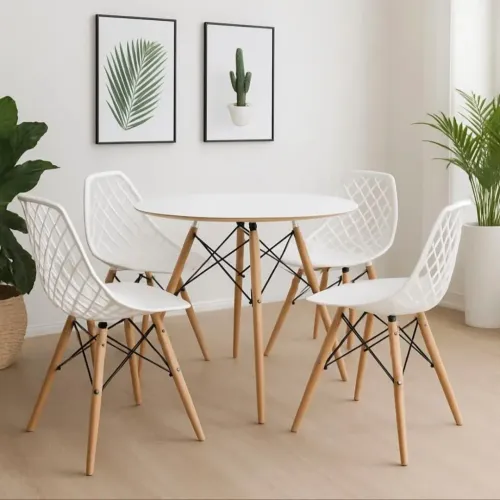 Conjunto Mesa Eames 90cm + 4 Cadeiras Kaila Dsw Lá Mobilia