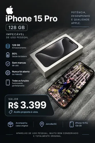 iPhone 15 Pro 128GB - Impecável - Original