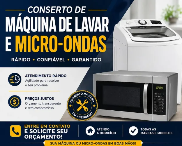 Conserto de máquina de lavar e micro-ondas