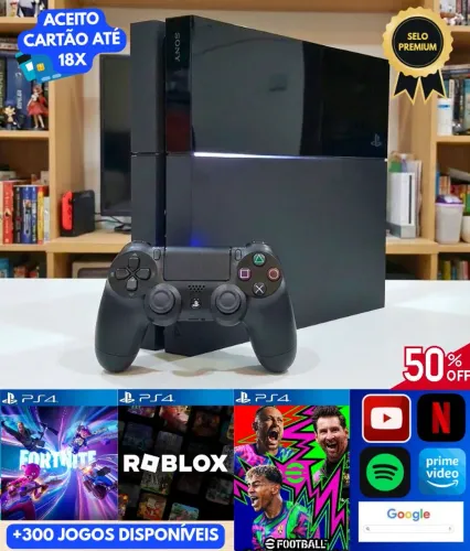 OPORTUNIDADE! PS4 BLACK PIANO + 300 JOGOS DISPONÍVEIS!