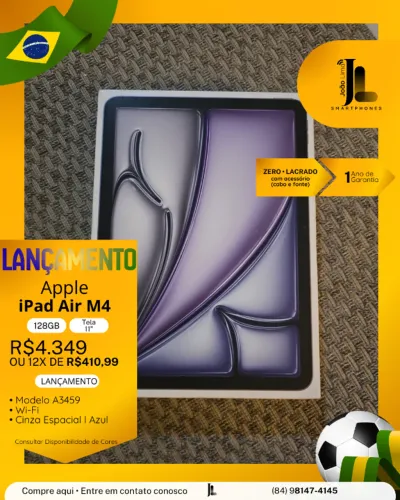 IPAD AIR M4, 128GB, TELA 11?, LACRADO, EXCLUSIVO!