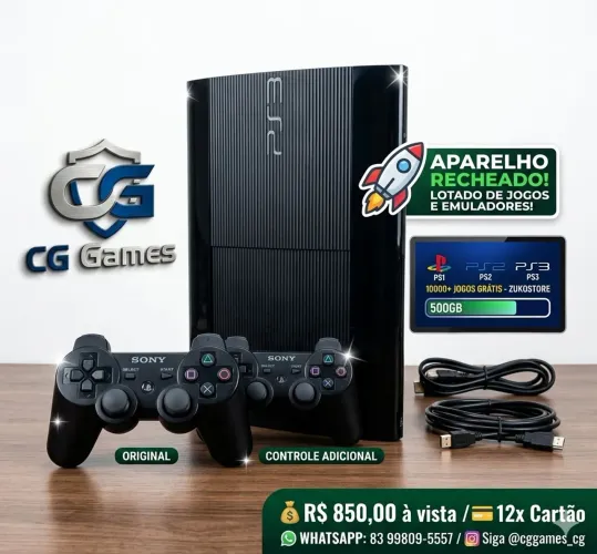 PS3 Super Slim HD 500GB + 2 controles