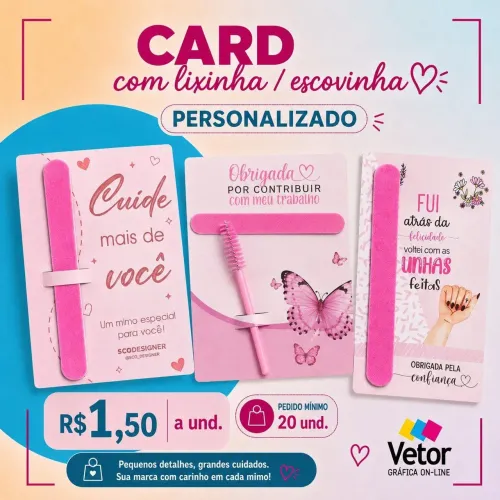 Card com lixinha/ escovinha de sobrancelha