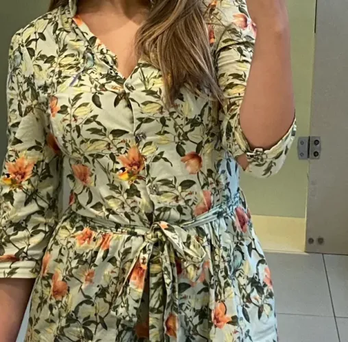 VESTIDO VERDE ESTAMPADO COM CINTO