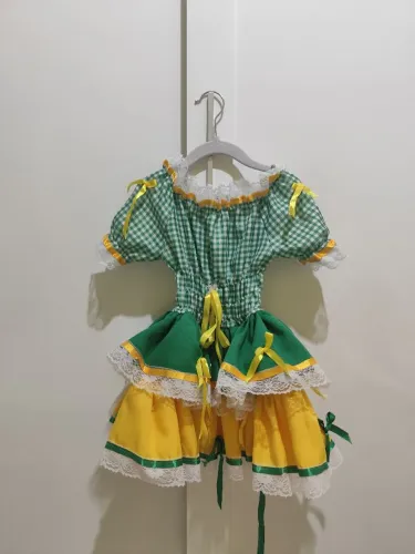 Vestido de Festa Junina Infantil Brasil - Tamanho 2 Anos