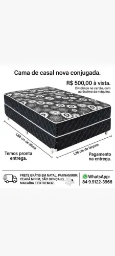 Camas de casal conjugada e de qualidade, não cobramos frete em Natal e região de Natal.