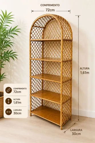 Estante Capela De Vime Rattan Vintage