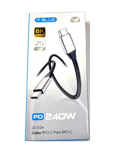 Cabo Carregador Dados Pd 240w 8k 60hz 20gbps - iPhone 15 Samsung Macbook Xiaomi Poco