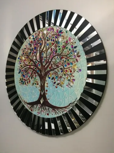 Mandala Decorativa C/ Strass e espelhos 40x40cm