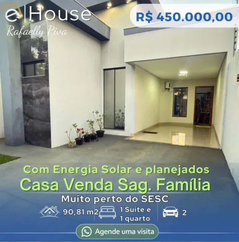 Casa à venda, 1 quarto, 1 suíte, 2 vagas, Parque Sagrada Família - Rondonópolis/MT