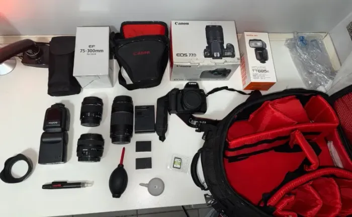 Kit Canon EOS 77D Completo - Vendo junto ou separado
