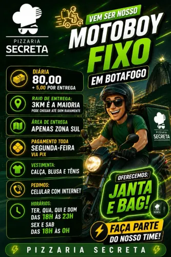 VAGA MOTOBOY FIXO EM BOTAFOGO 