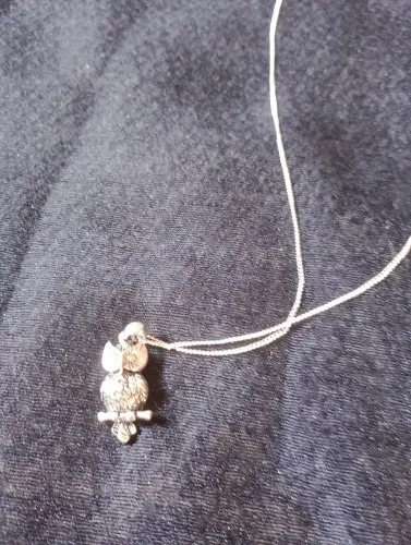 Corrente com pingente de coruja em prata