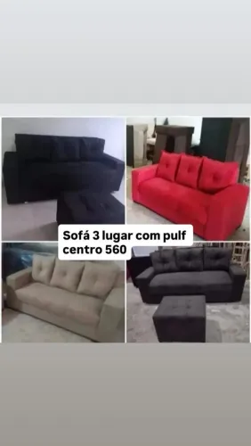 Sofá 3 lugares com pulf centro cores diversas promoção 560 reais