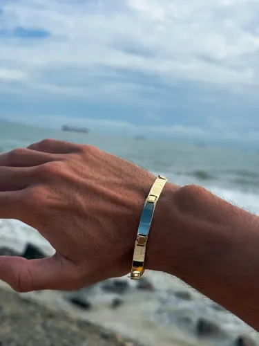 Pulseira Bracelete 9mm banhada a ouro 18k (Fecho Gaveta) 