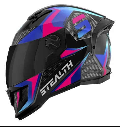 CAPACETE FECHADO PRO TORK STEALTH CONCEPT BRILHANTE AZUL - ROSA TAM. 52 VIS. FUMÊ