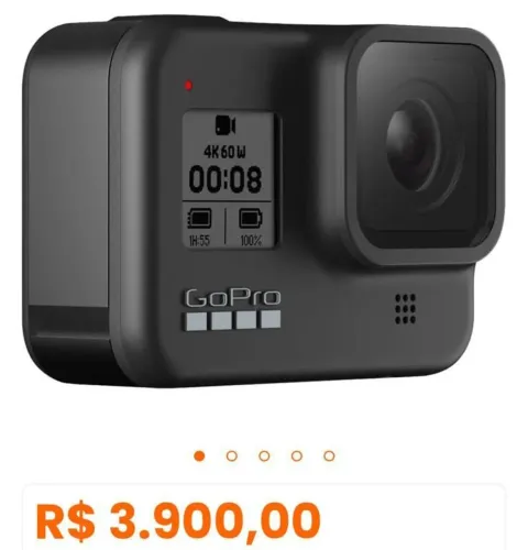 Câmera Gopro Hero8, Black À Prova D?água, 12mp, 4k, Wi-fi - Preto