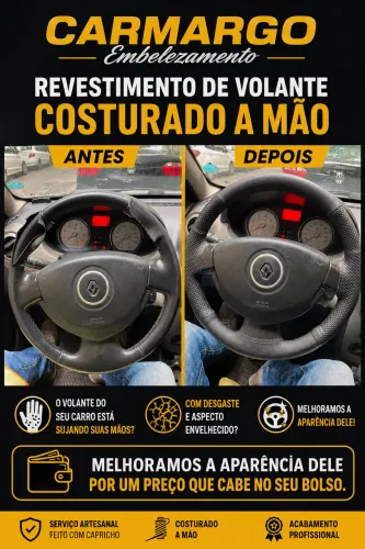 Revestimento de volante costurado 