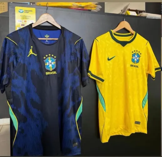 Camisa Brasil 1.1 Premium amarela e azul P ao G3