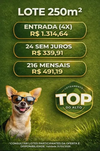 Lotes com entrada parcelada direto da Incorporadora sem consulta ao SPC ou SERASA
