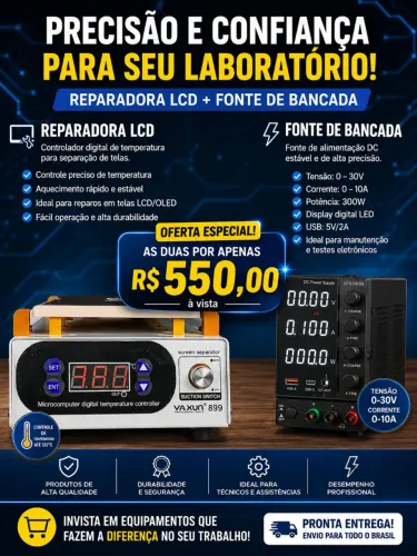 Separadora de LCD yaxun 899, fonte de bancada wanptek