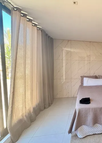 Cortina Cinza-Escuro 4 Metros - Meia-Luz, 4 Partes Separadas