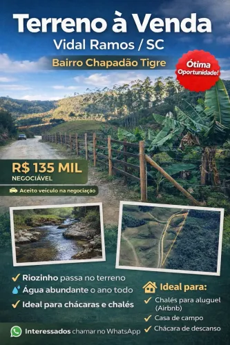 Terreno à Venda - Vidal Ramos / SC