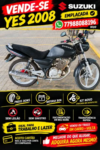 Vendo Moto Yes Suzuki 2008 emplacada doc todo ok
