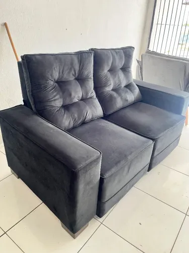 Sofá retrátil e reclinável 2 lugares 1.75m em veludo