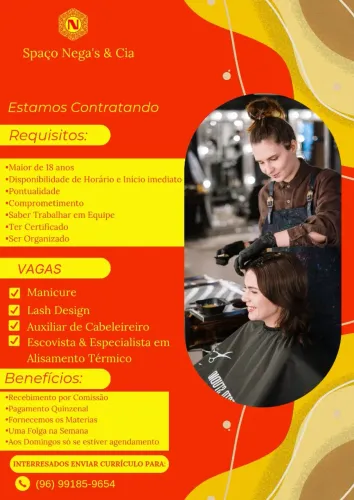 Vagas para profissional na área da beleza 