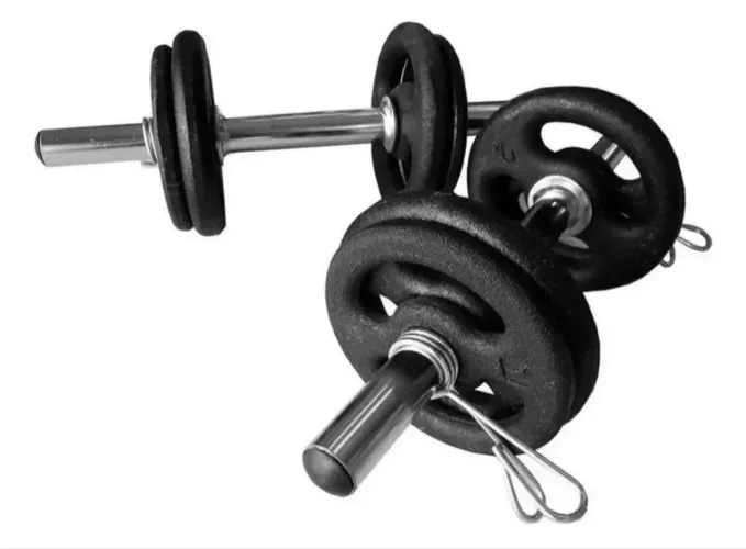 50 Kg Anilhas e Barra (pesos academia)