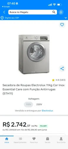 Secadora Electrolux 11 kg 