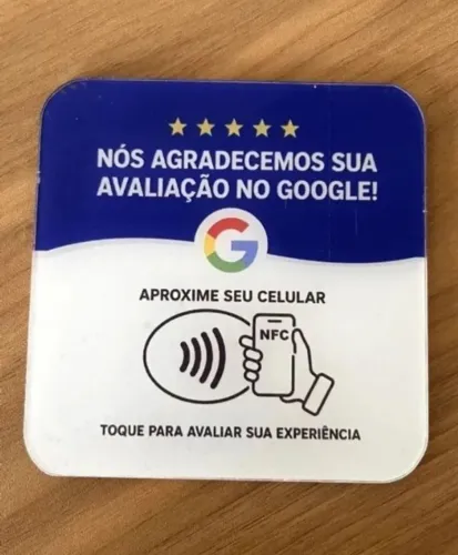 Placa NFC Avaliação Google Personalizada Com Logo | Placa Inteligente.