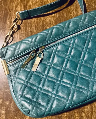 Bolsa couro de ombro verde petróleo