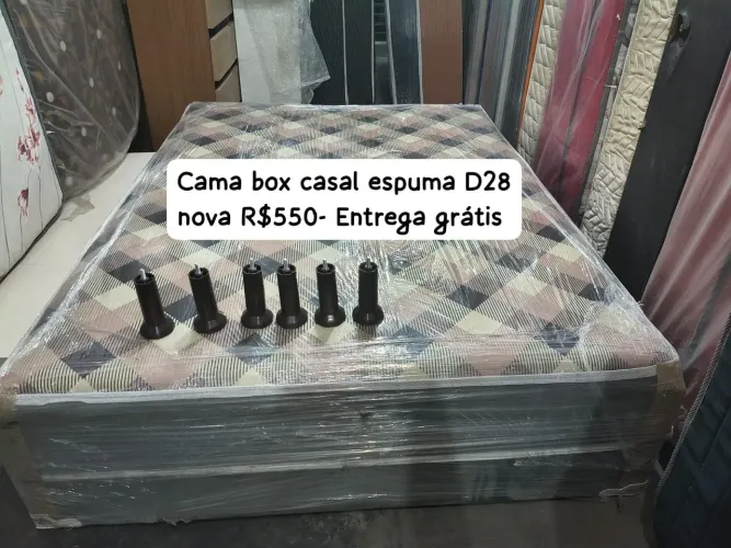 CAMA BOX CASAL ESPUMA D28 NOVA R$550 Entrega grátis