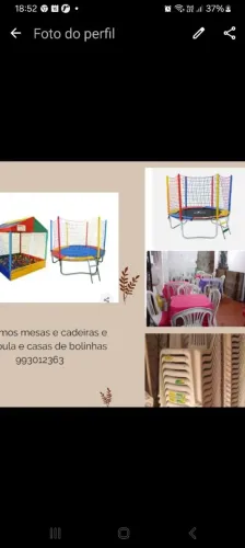 Alugamos mesas toalhas  e pula-pula e casa de bolinhas. 