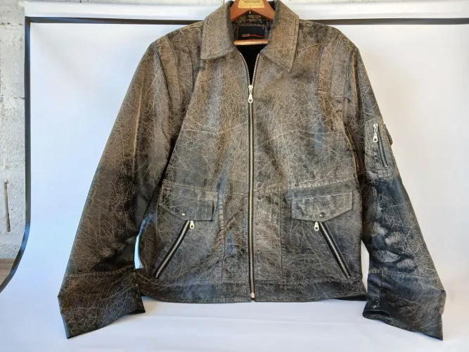 Jaqueta Masculina Aramis G - Estilo Couro Craquelado | Vintage