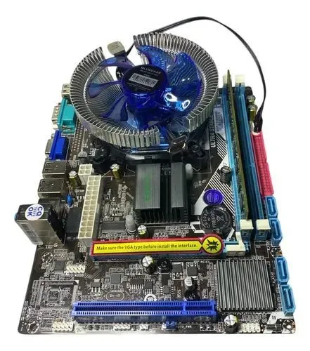 Placa mãe 775 ddr3 4 gb com processador e cooler