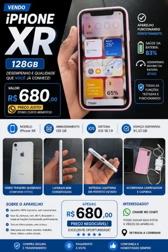 VENDE-SE CELULAR IPHONE 11 XR 128GB