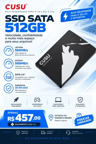 SSD Cusu 512GB Novo Garantia 90 dias