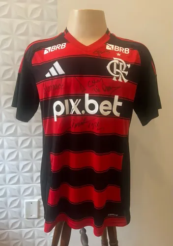 Camisa Flamengo Adidas autografada 2025