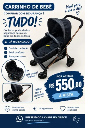 Carrinho de bebê Galzerano + Bebê conforto + Moisés
