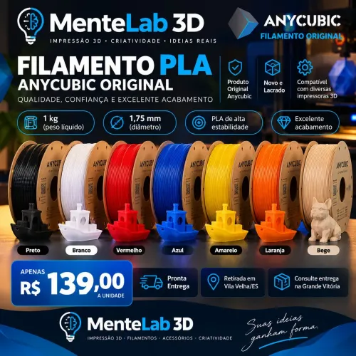 Filamento PLA Anycubic Original 1kg - 1,75mm - Pronta Entrega