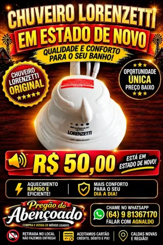 Chuveiro Lorenzetti funcionando perfeitamente pregão do Abençoado