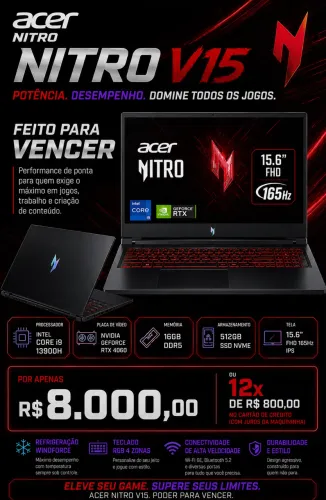 Notebook Gamer Nitro V15 i9 RTX 4060