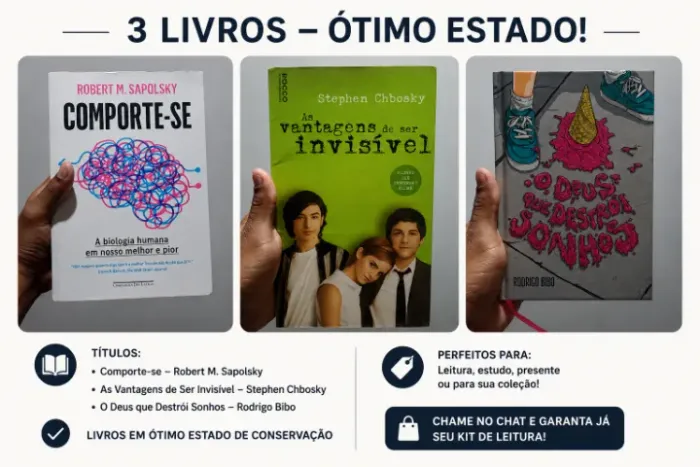 Kit com 3 Livros em Ótimo Estado | Sapolsky, Stephen Chbosky e Rodrigo Bibo