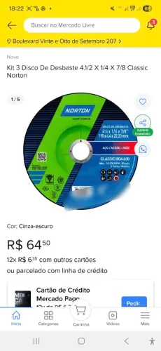 Disco 4"1/2 Norton Tijuca RJ