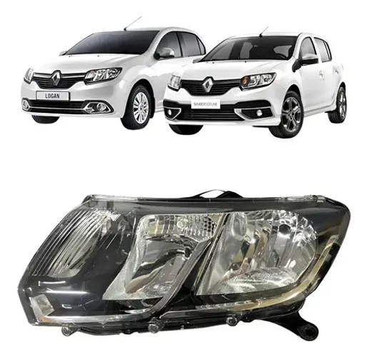 Farol Logan Sandero 2015 2016 2017 18 2019 Esquerdo F Croma Esquerdo/motorista
